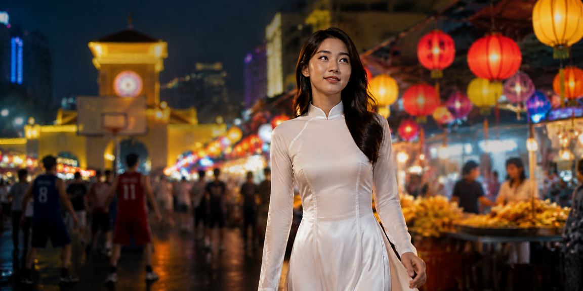 Người dùng tại chợ đêm TP. Hồ Chí Minh kiểm tra kết quả cá cược bóng rổ qua điện thoại